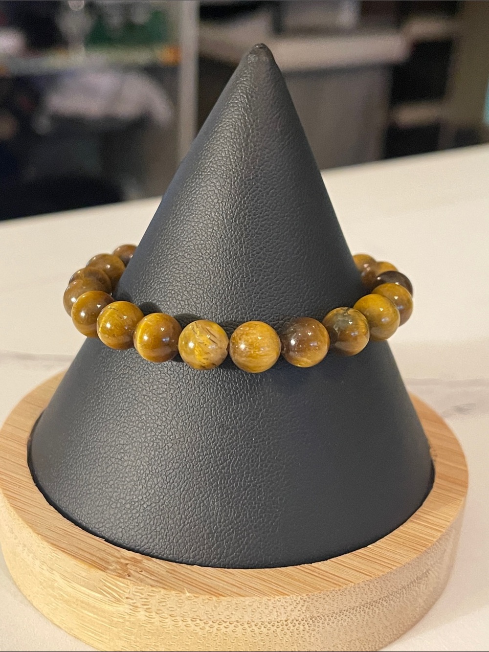 Tiger Eye Beaded Stretch Bracelet - Women's Jewelry - Brown